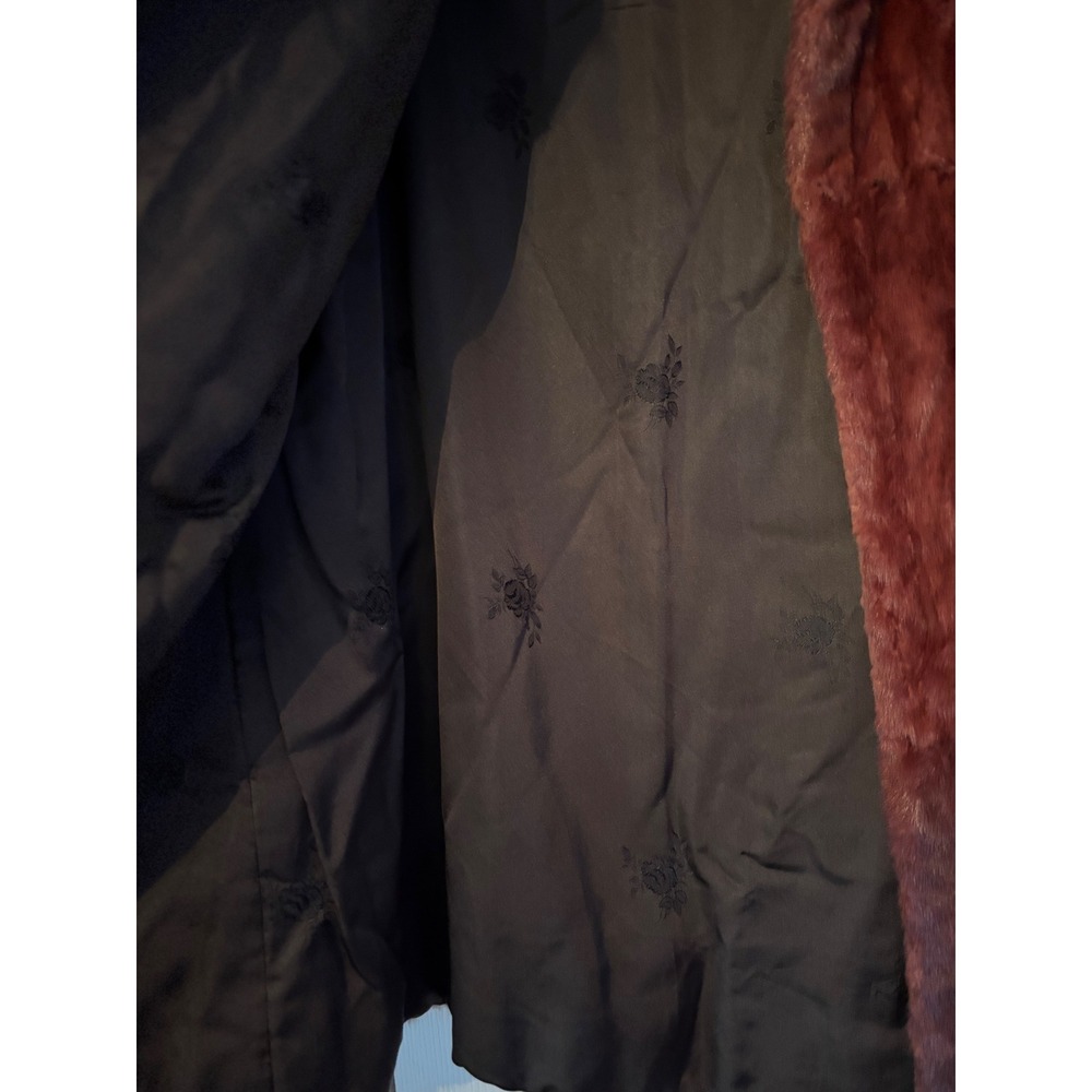 Vintage Mahogany Mink Fur Coat Brown Shawl Collar‎ Monogrammed 1950s 1960s Lux - Picture 6 of 6